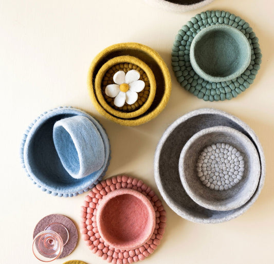 Filzschale 3er Set - Hellgrün