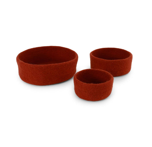 Filzschale 3er Set - Rostrot