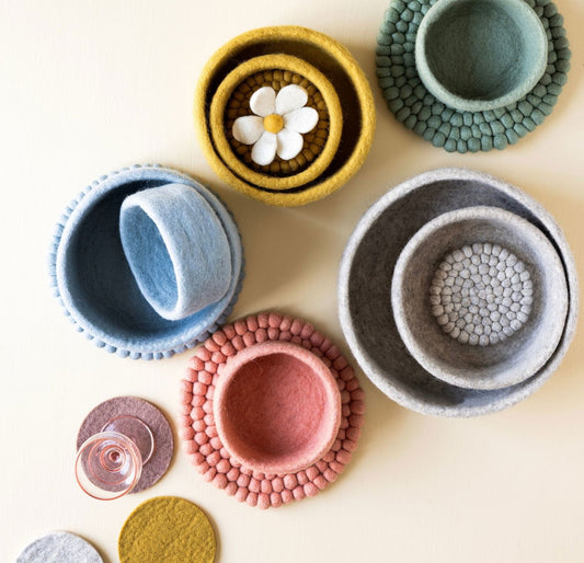 Filzschale 3er Set - Ockerfarbene