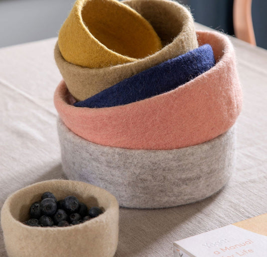 Filzschale 3er Set - Tiefrote