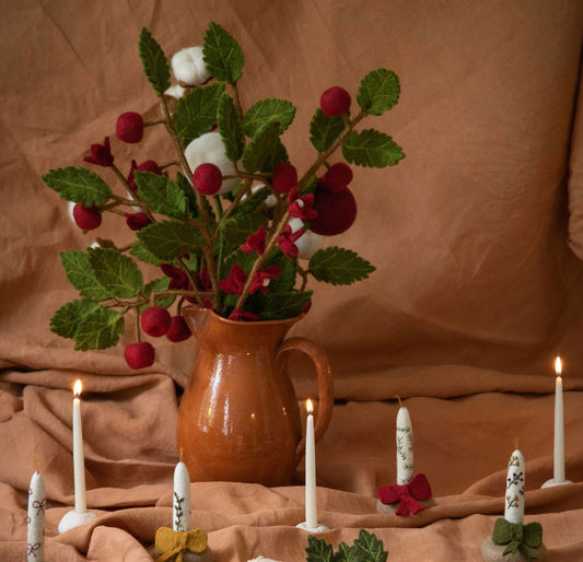 Deko Zweig mit dunkelroten Äpfeln 60 cm