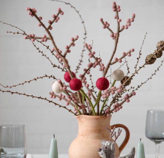 Deko Zweig Rosa Beeren