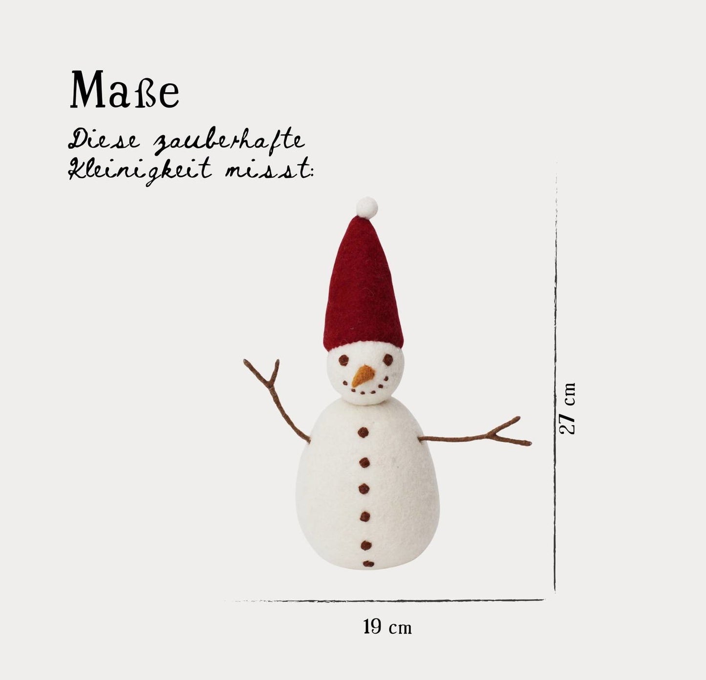 Filzfigur Schneemann groß mit roter Mütze