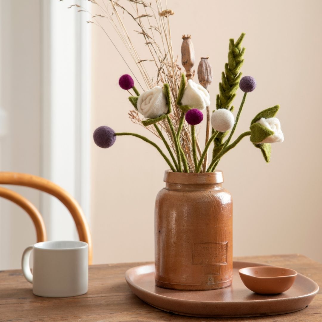 Filzblumen warme Farbtöne 3er Set