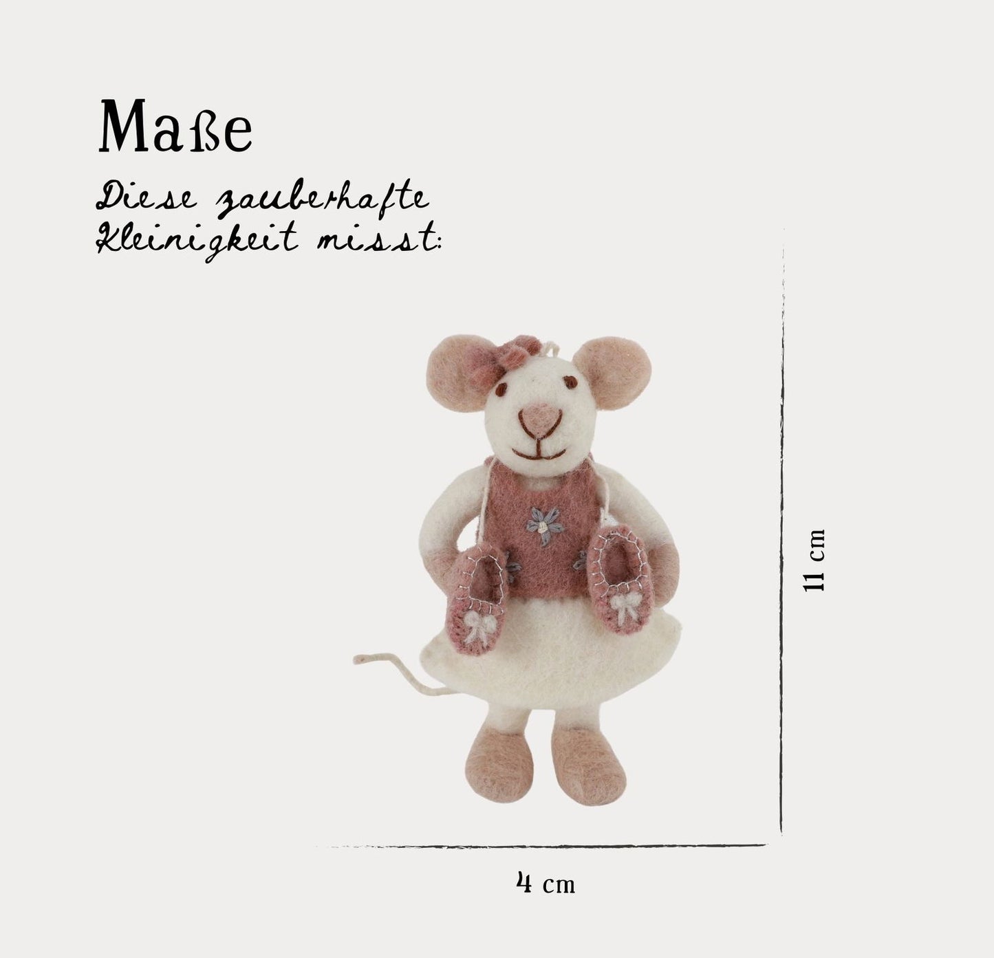 Kleine weiße Ballerina-Maus mit Ballerinaschuhen & Schleife