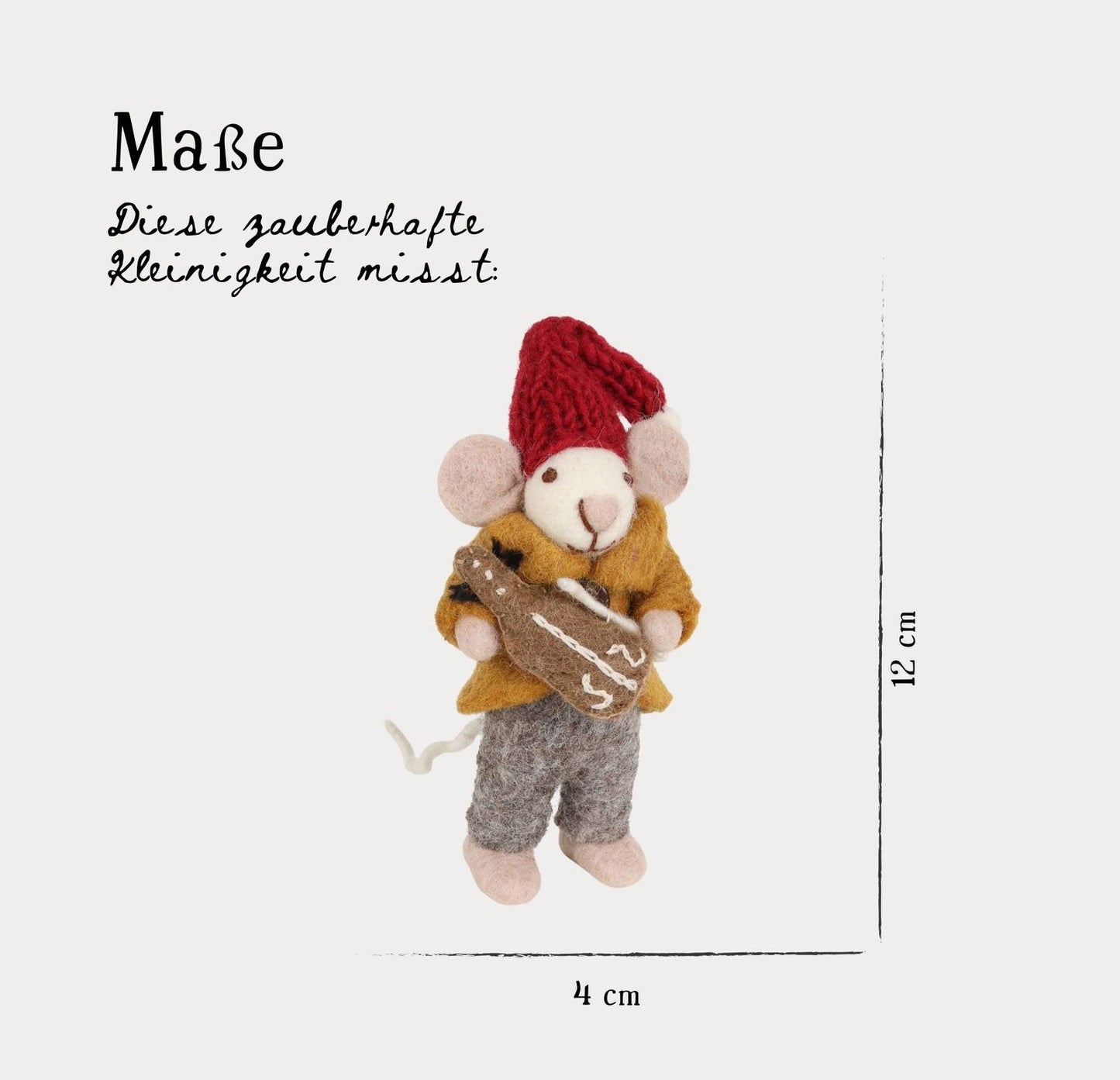 Filzfigur Maus Grau mit Geige