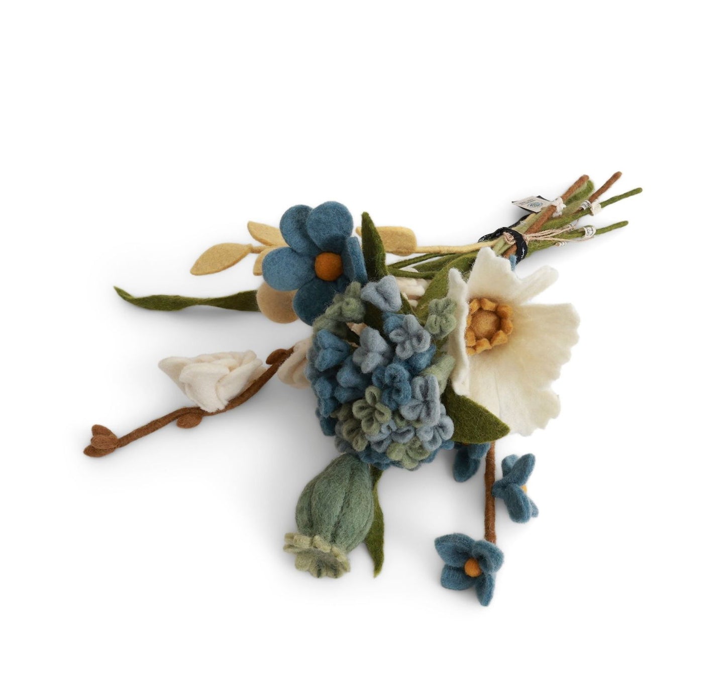 Blumenstrauß: Pramila - Meeresblau / Staubiges Hellgelb