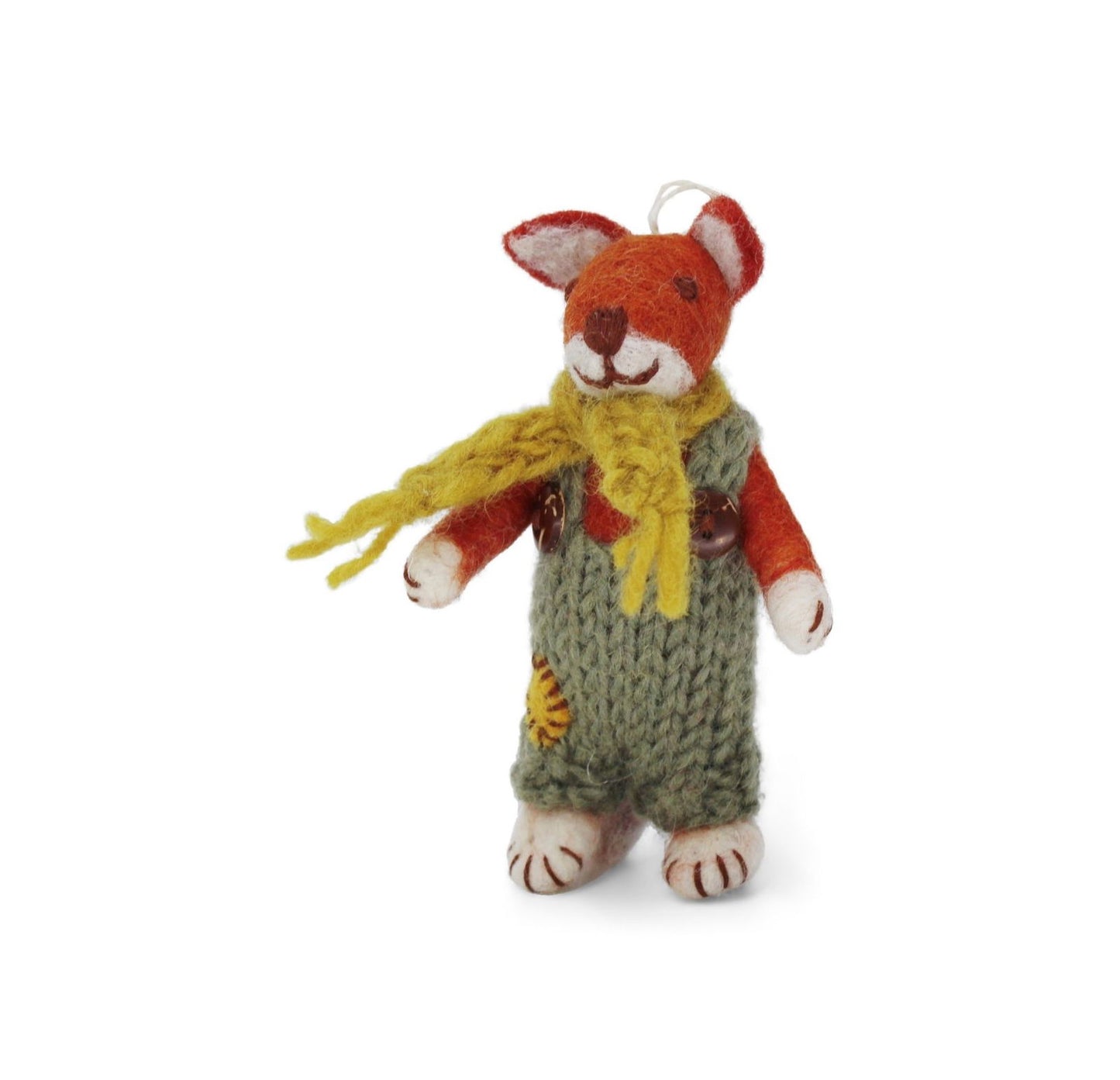 Filzfiguren - Kleiner Fuchsjunge mit grüner Hose und Ockerschal