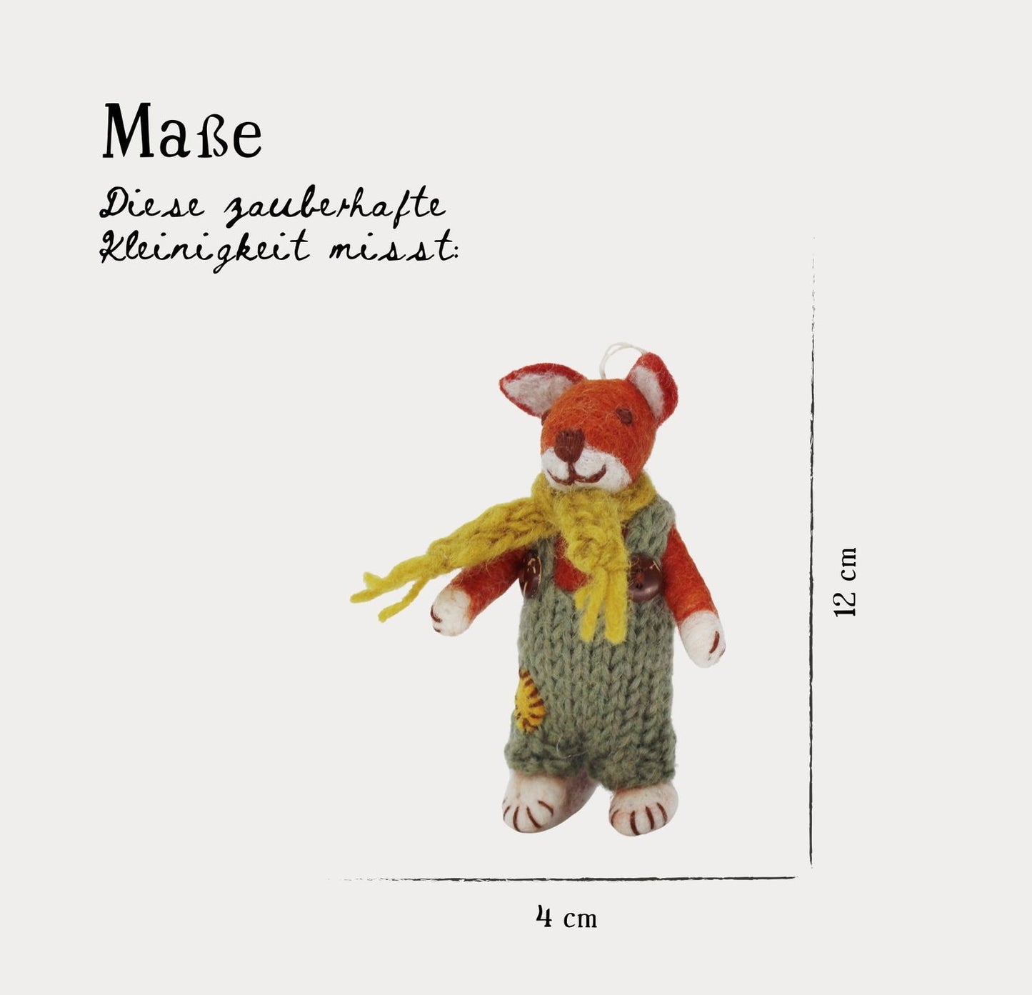 Filzfiguren - Kleiner Fuchsjunge mit grüner Hose und Ockerschal