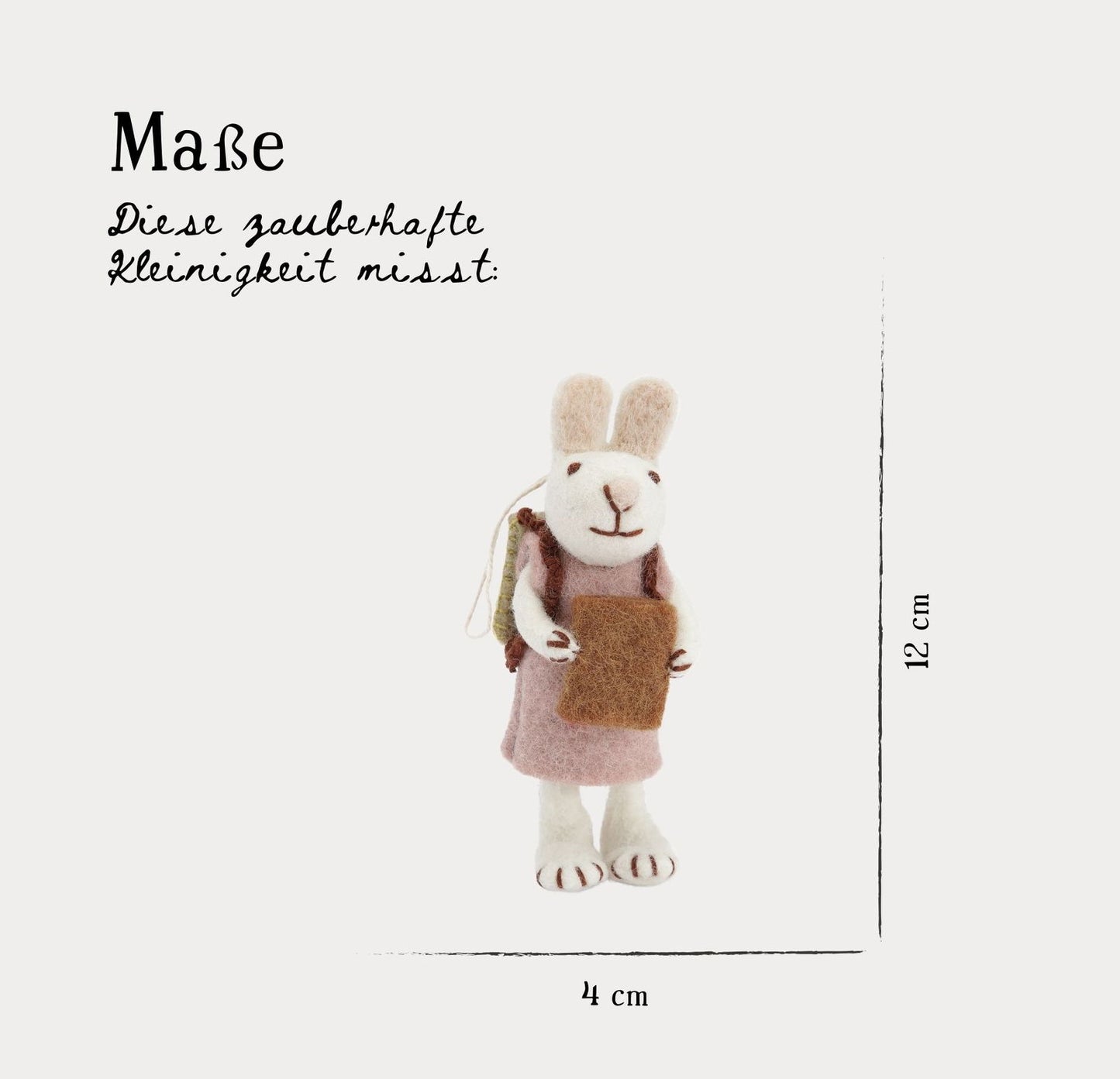 Weißer Hase mit Lavendelkleid und Buch