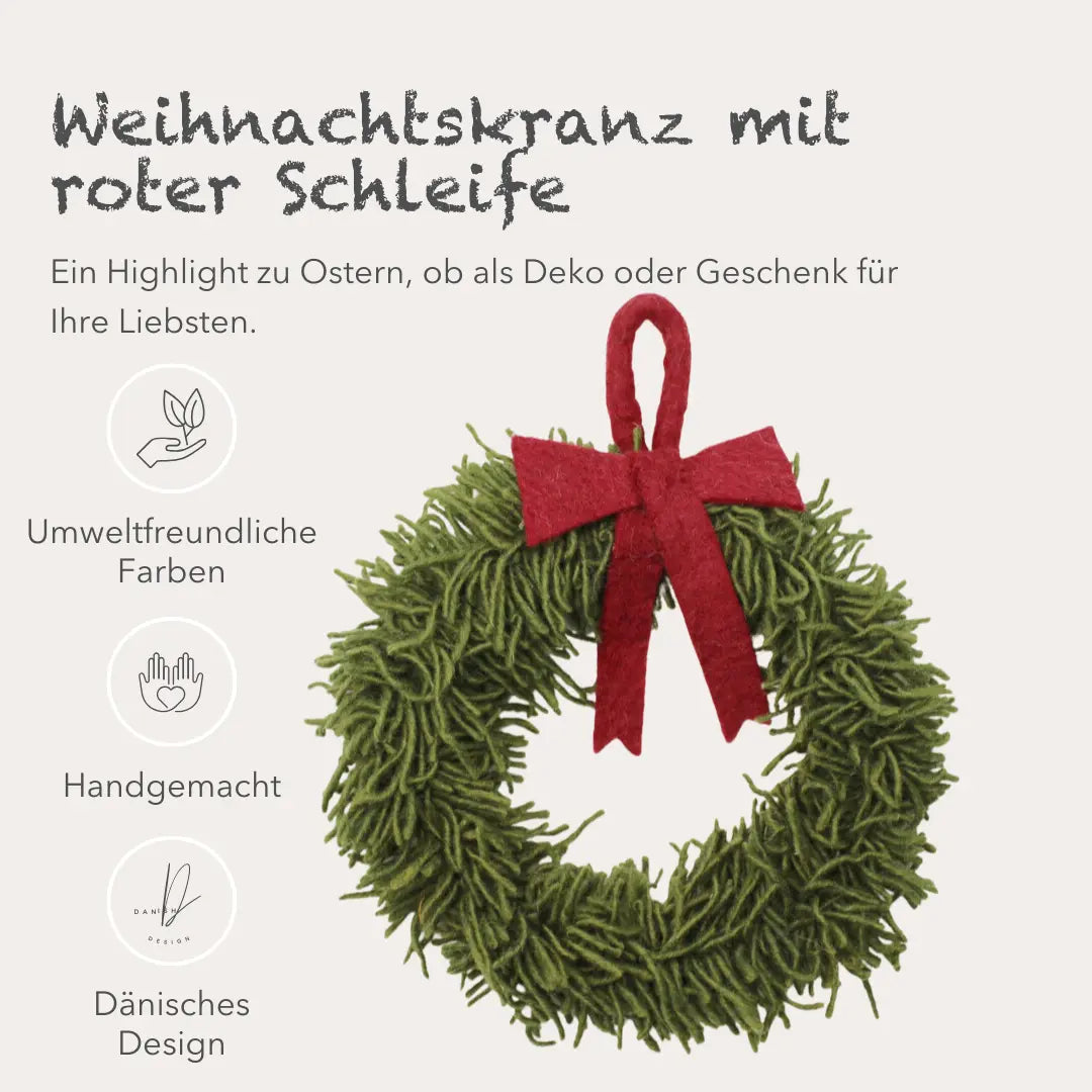 Filzlig Türkranz Weihnachten rote Schleife Ø 20cm Gry & Sif