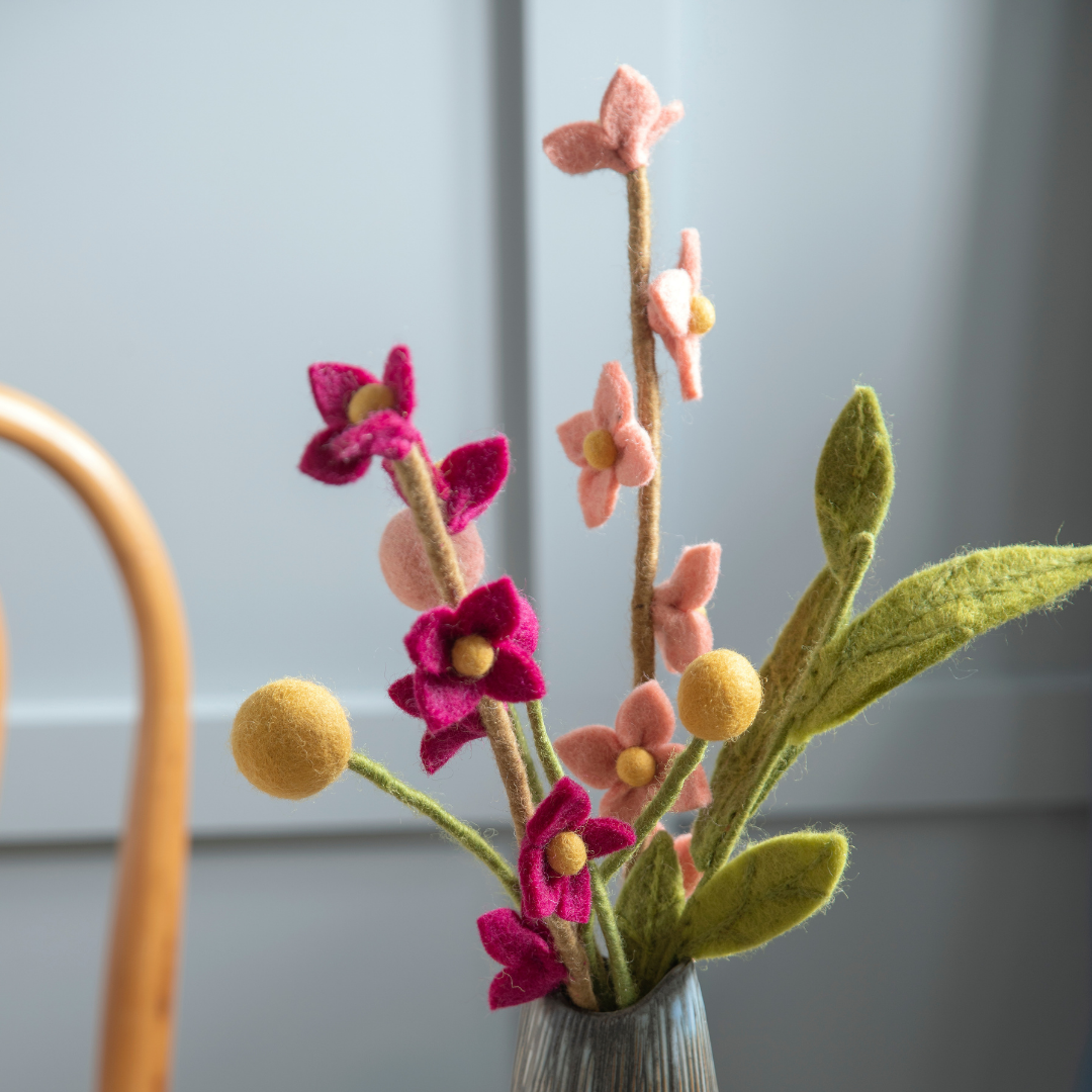 Branch - flower branch fuchsia set of 3
