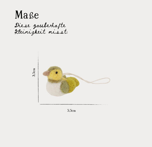 Filzanhänger Spatz Grün/Weiß 3er Set