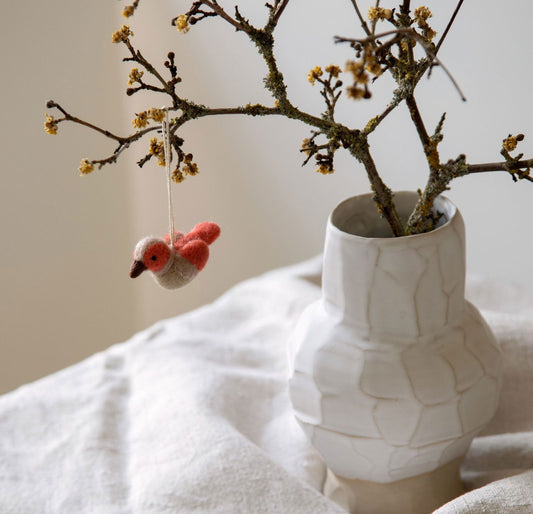 Filzanhänger Vogel Koralle Beige 3er Set