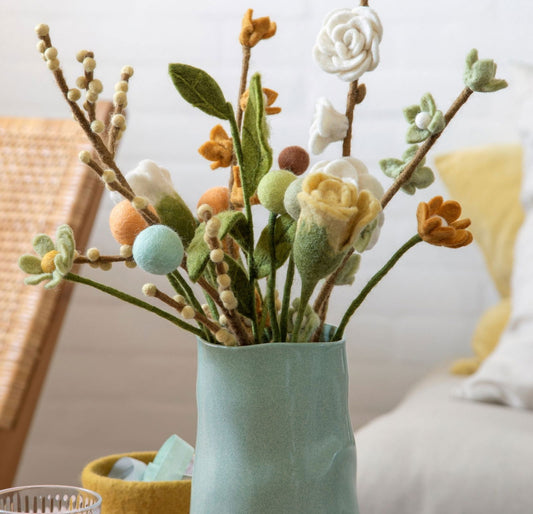 Deko Zweig gemischte grüne Blätter 3er Set