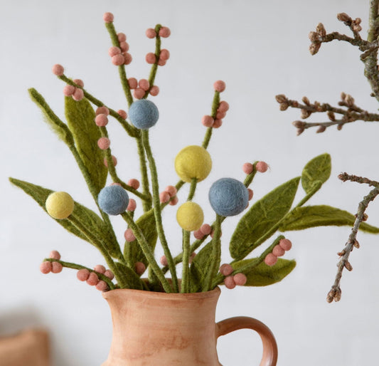 Filzblumen 3er Set - Limettengrün