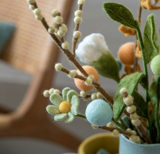 Filzblumen 3er Set - Türkis