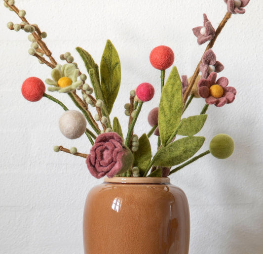 Filzblumen 3er Set - Rouge