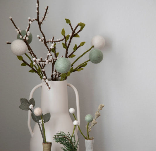 Filzblumen 3er Set - Eukalyptusgrün