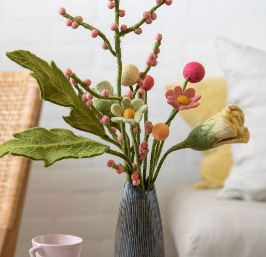 Filzblumen 3er Set - Melonenfarbener