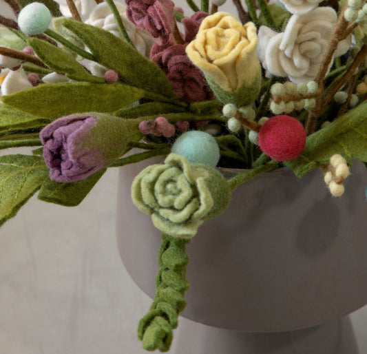 Filzblumen 3er Set - Korallenrosa