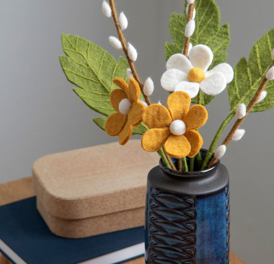 Filzblumen Anemone Weiß 3er Set