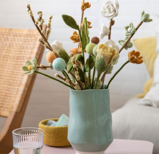 Filzblumen 3er Set - Beige