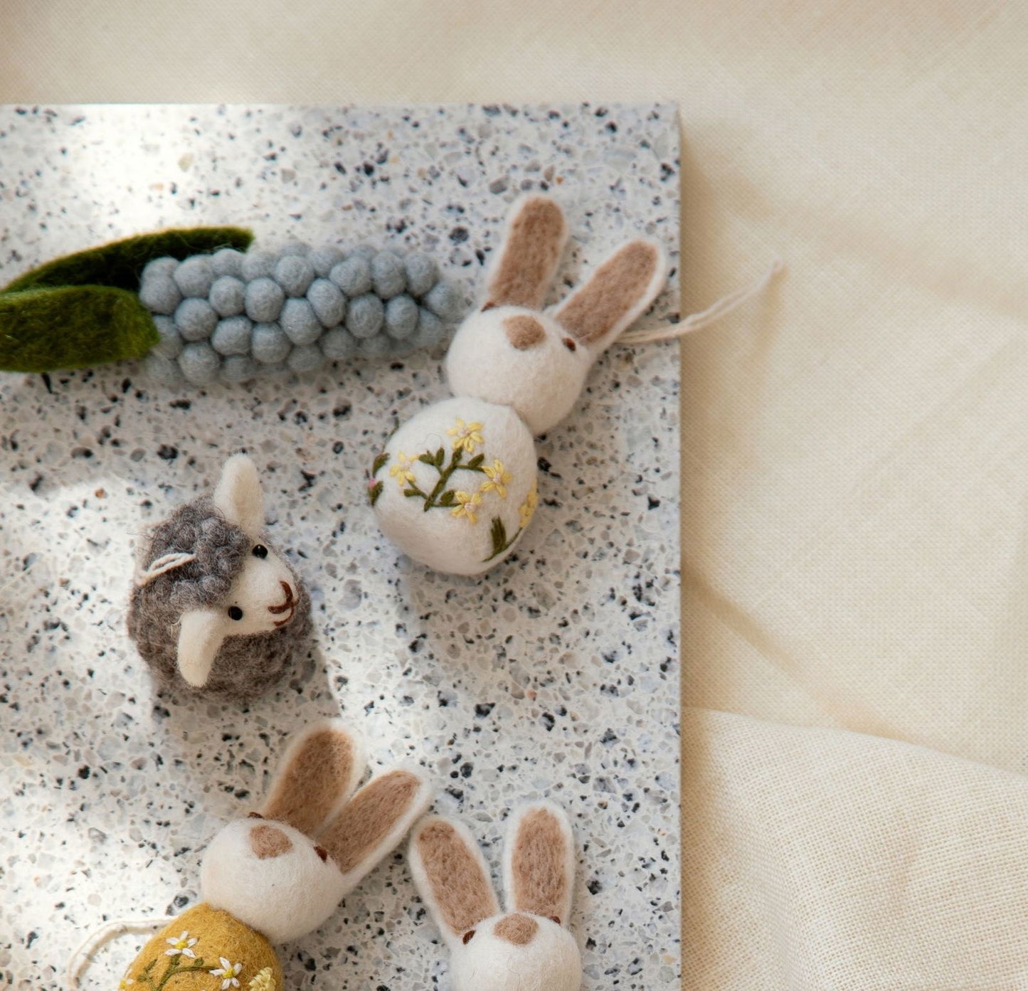 Filzblumen Hyazinthe hellblau 3er Set