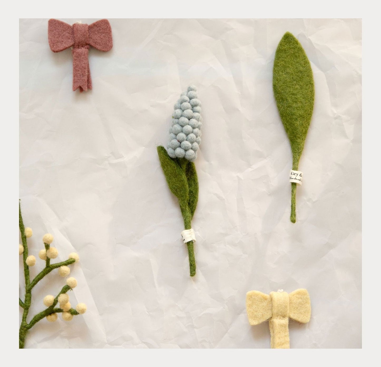 Filzblumen Hyazinthe hellblau 3er Set