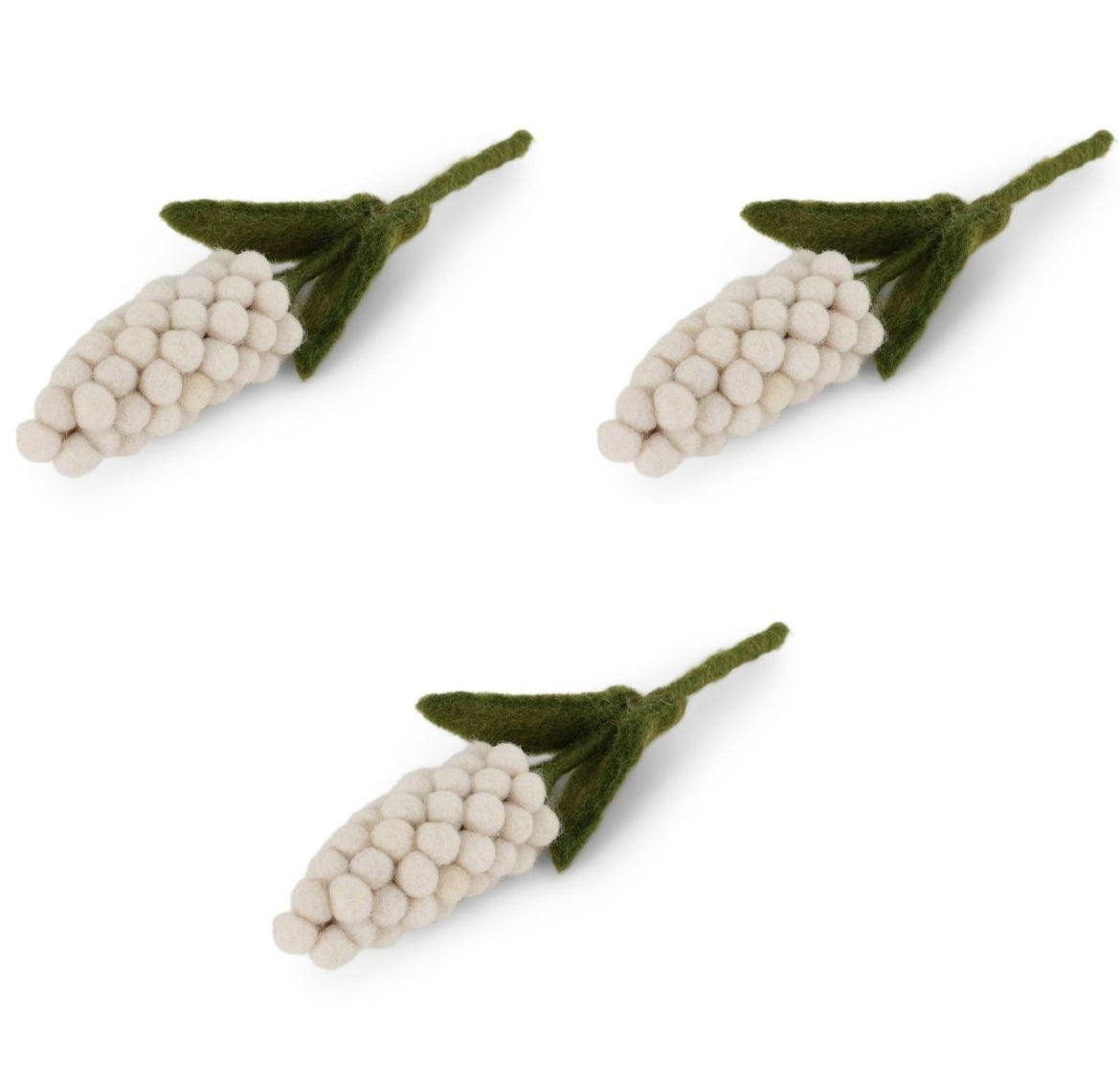 Filzblumen Hyazinthe Weiß 3er Set