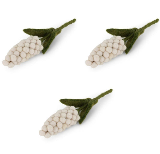 Filzblumen Hyazinthe Weiß 3er Set