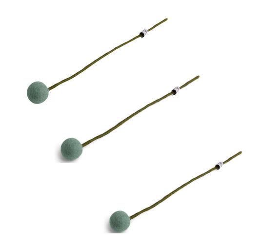 Filzblumen 3er Set - Staubgrün