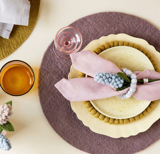 Filzblumen Hyazinthe weiß, lavendel & hellblau 3er Set