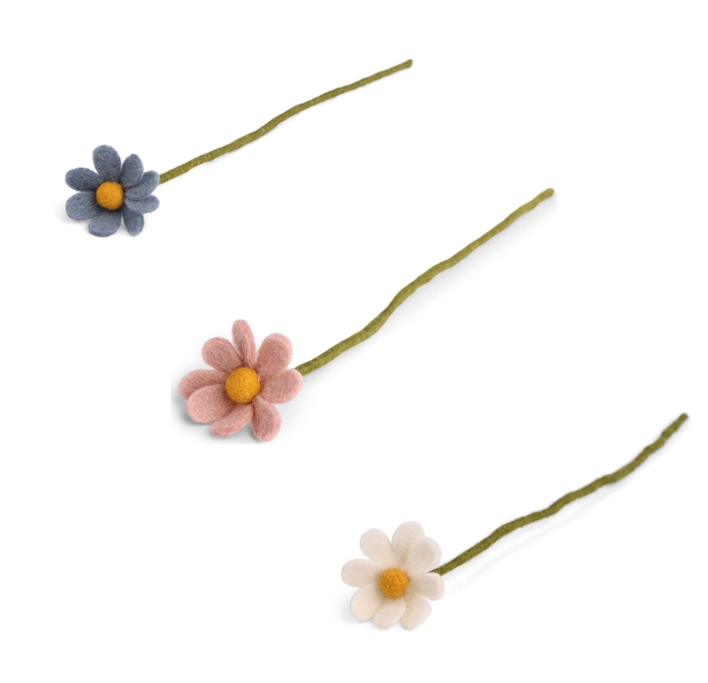 Filzblumen Anemone Meeresblau, Weiß, Altrosa 3er Set