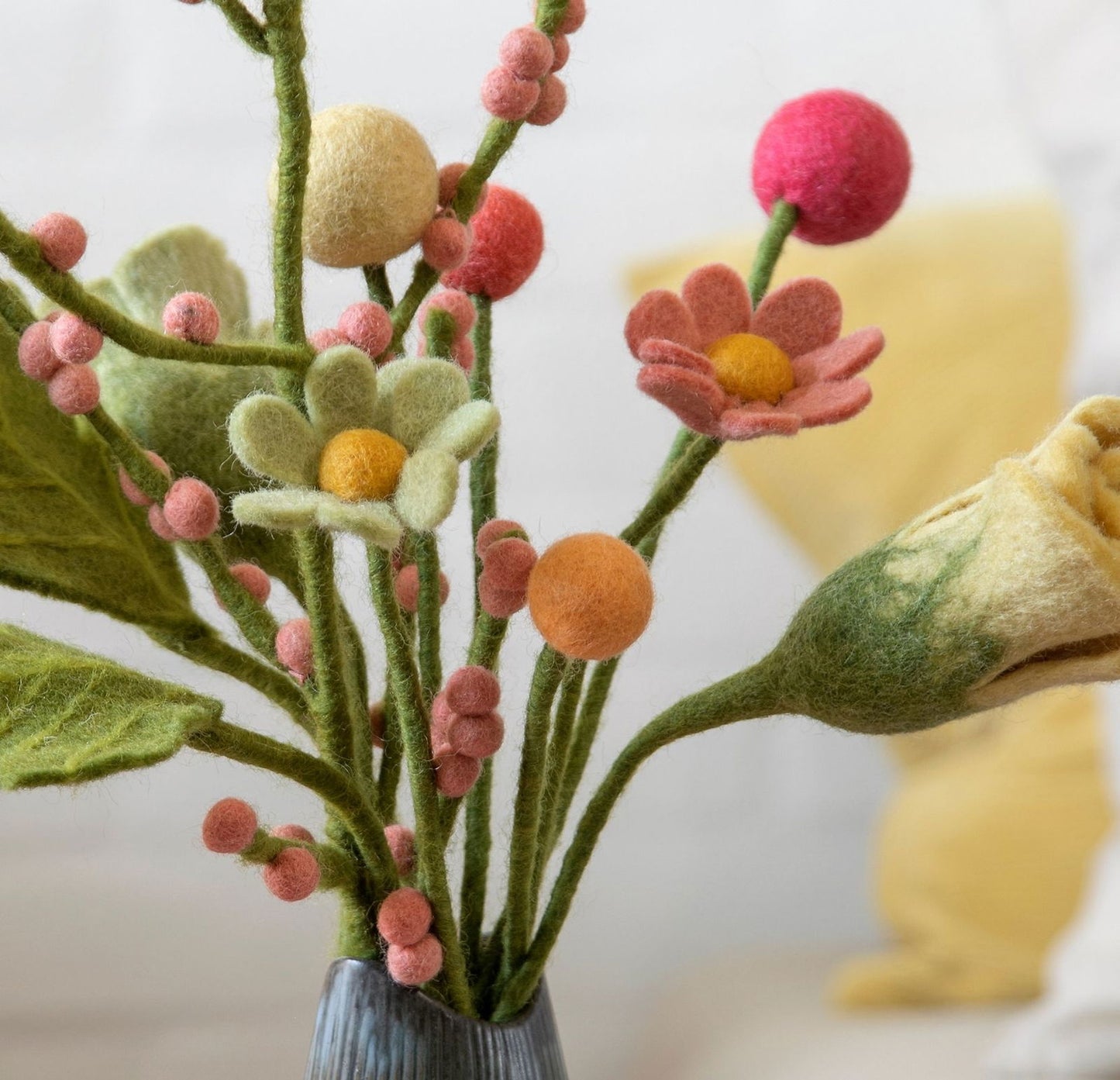 Filzblumen warme Farbtöne 3er Set