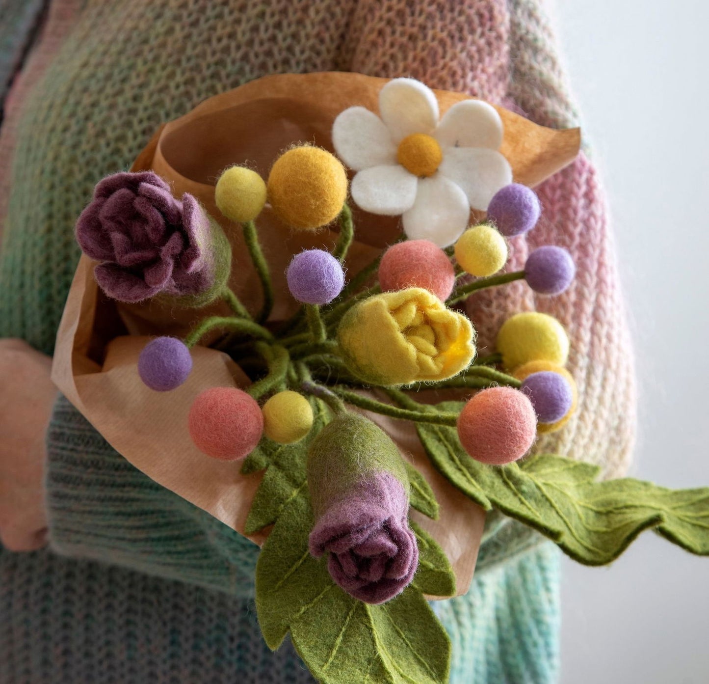 Filzblumen Dunkellila, Helllila und Dunkel-Lavendel 3er Set