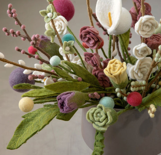 Filzblumen Altrot, Rouge und Weinrot 3er Set