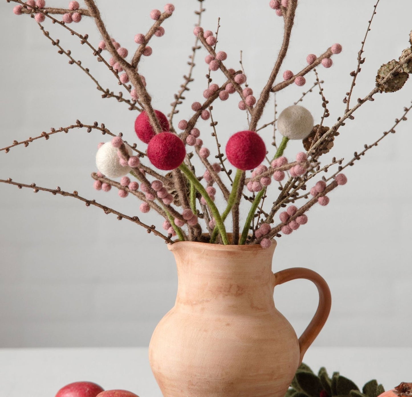 Filzblumen Altrot, Rouge und Weinrot 3er Set