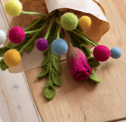 Filzblumen Blau, Hellblau und Meeresblau 3er Set