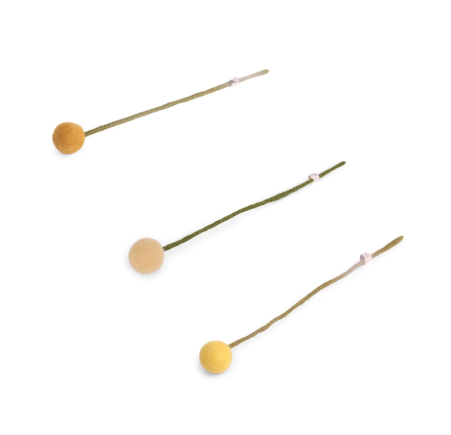 Kugelblumen aus Filz – Gelb, Hellgelb und Pastelgelb – 3er-Set