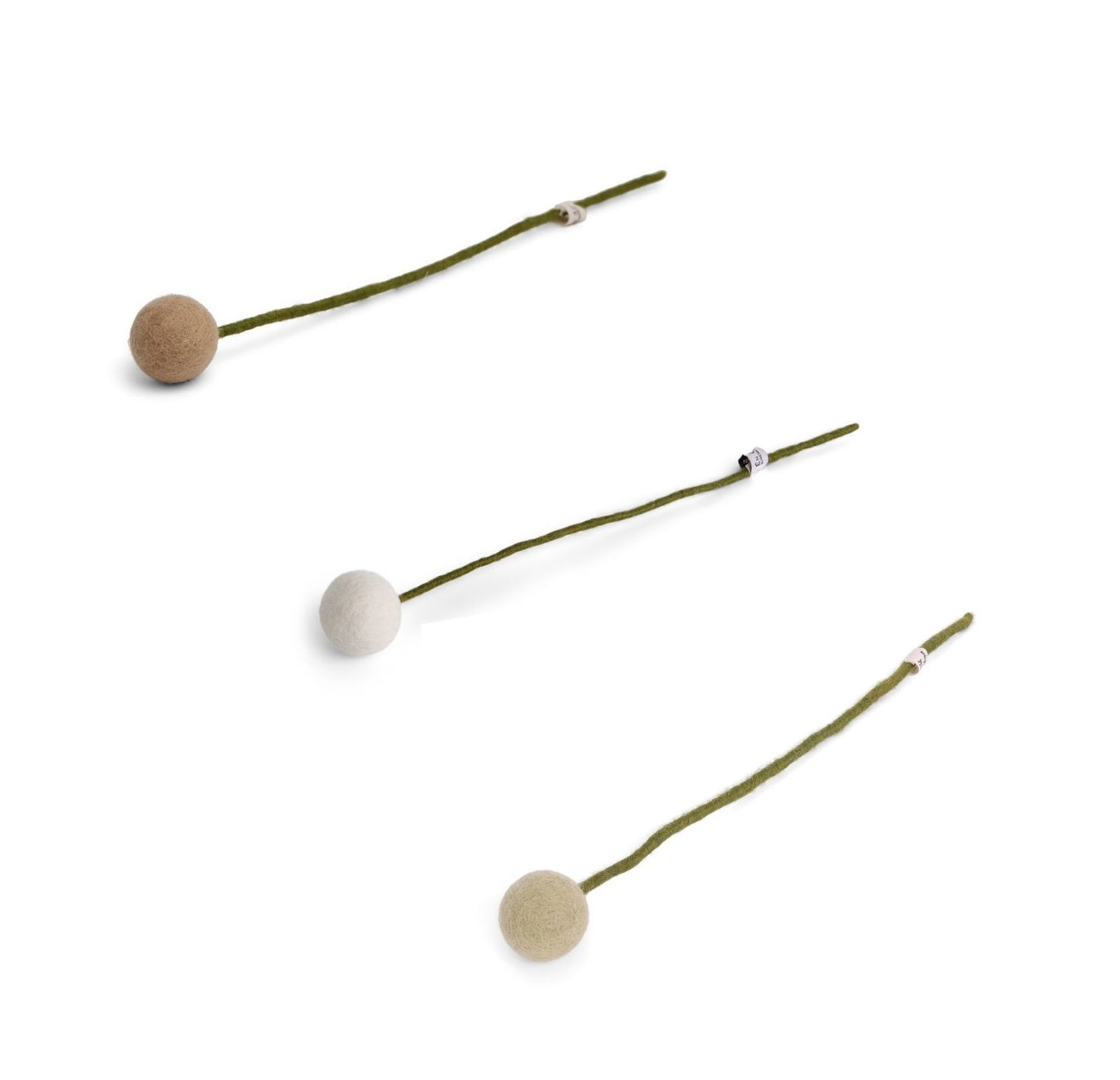 Filzblumen Beige, Weiß und Mintgrün 3er Set
