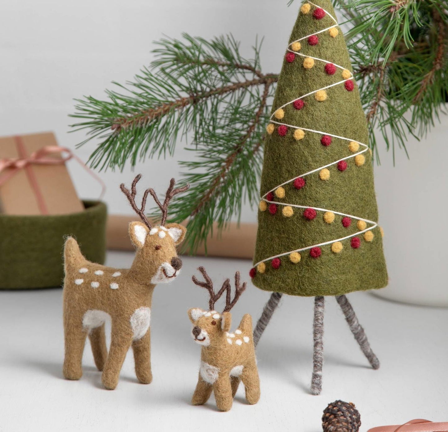 Filzfigur Hirsche braun Weihnachten 2er Set