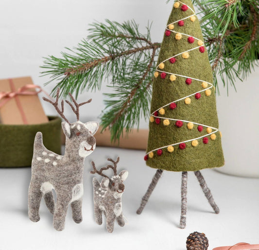 Weihnachtsfigur Hirsche grau 2er Set