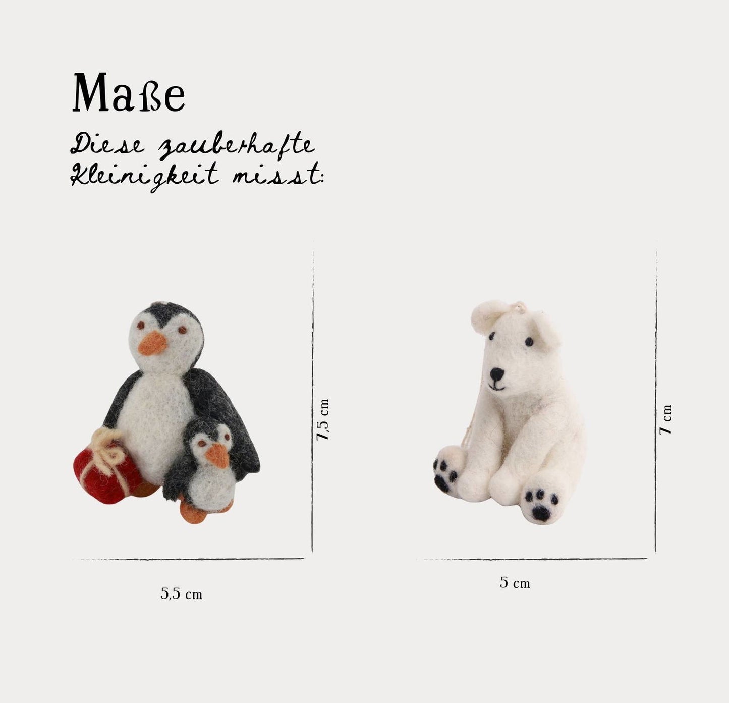 Filzanhänger Eisbär & Pinguin mit Baby