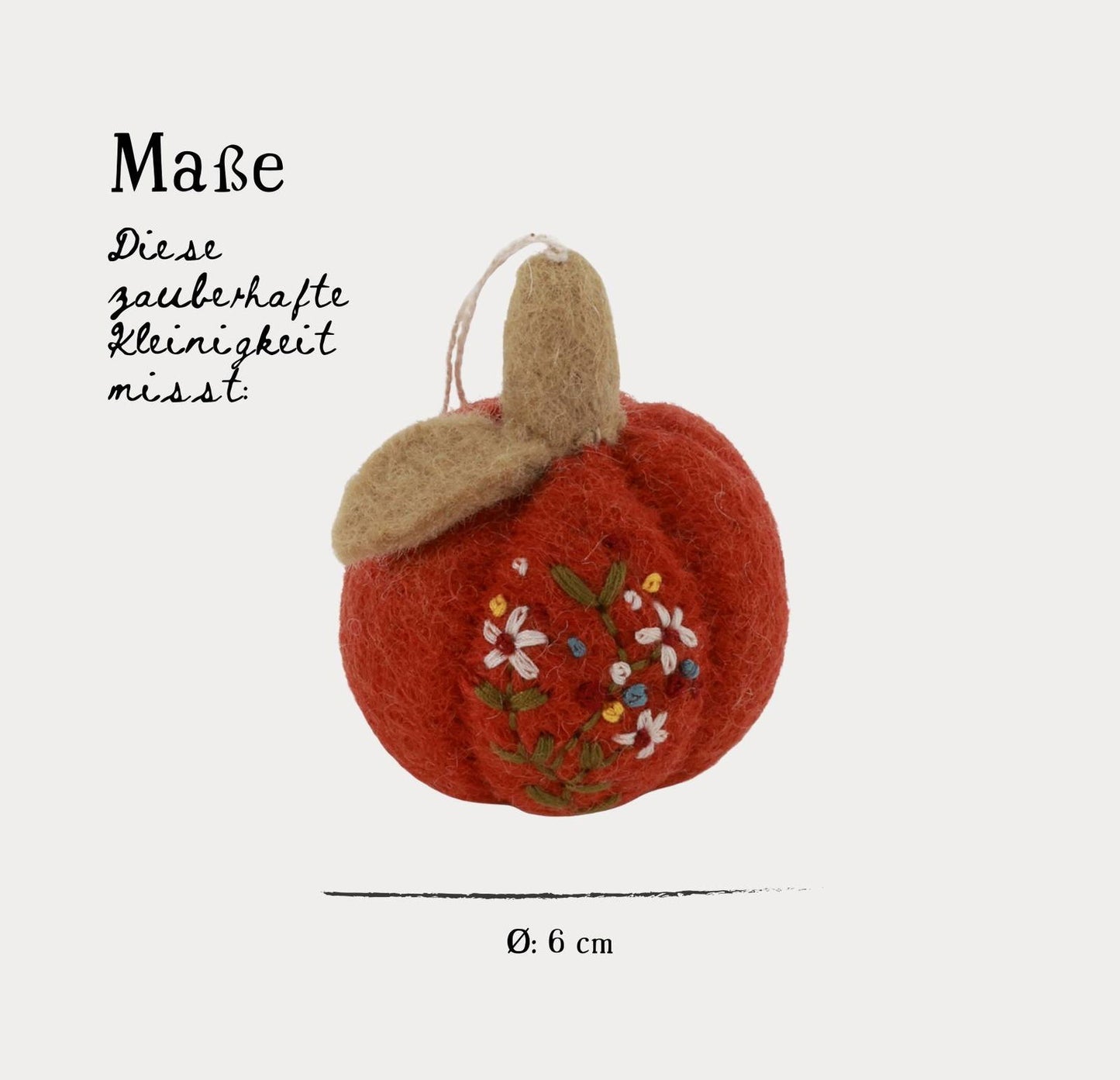 Deko Kürbis Stickerei Rostrot, Gelb