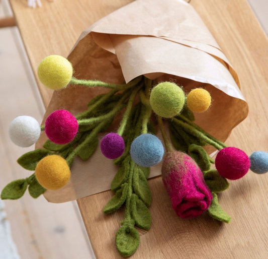 Filzblumen 3er Set - Kirschrosa