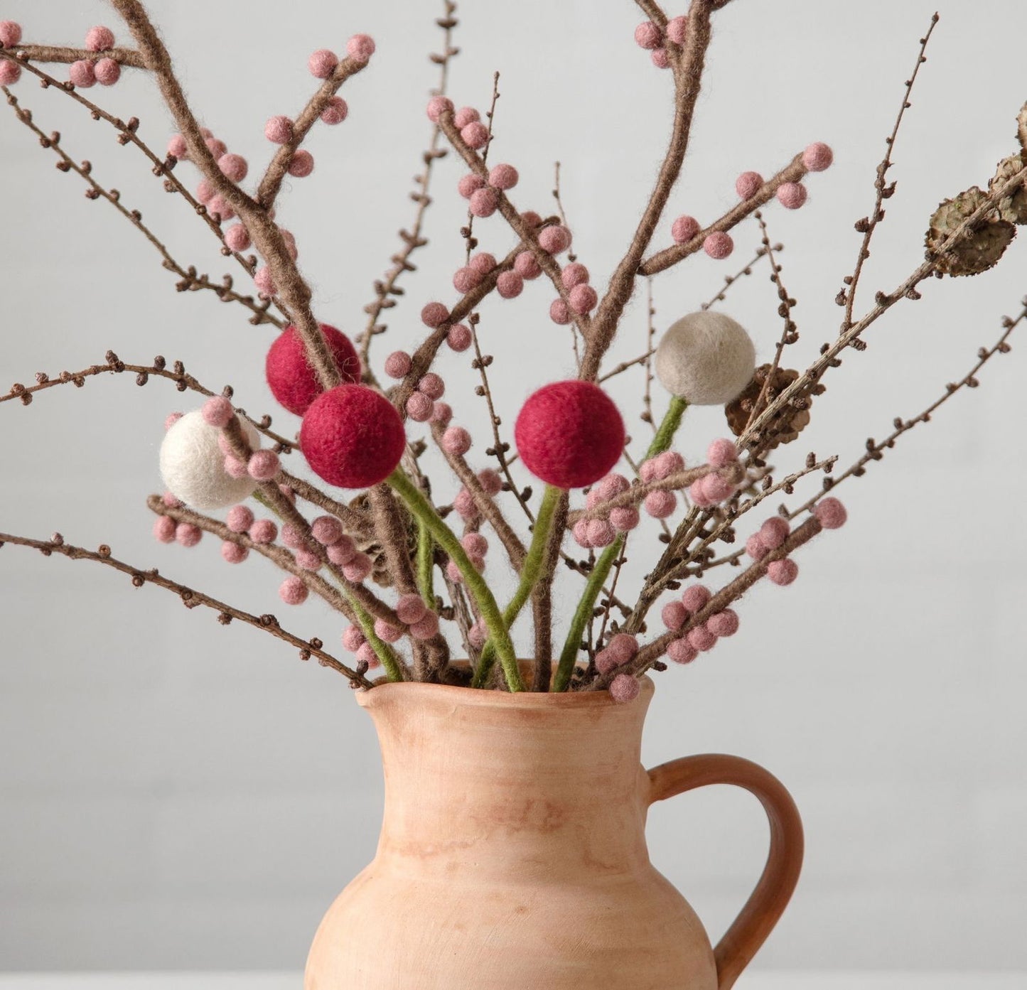 Filzblumen 3er Set - Kirschrosa