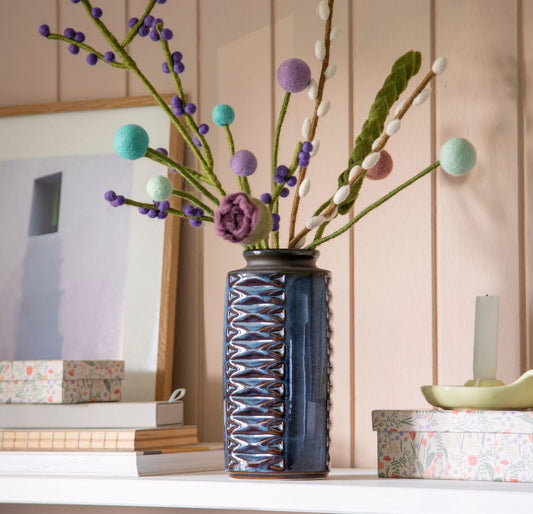 Filzblumen 3er Set - Blau