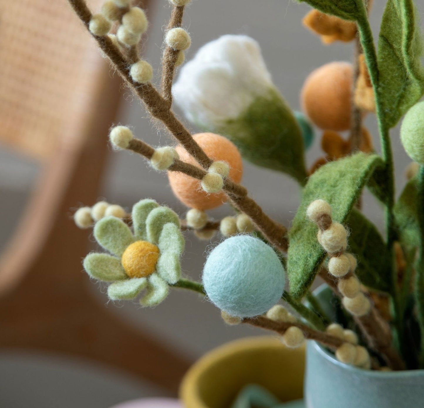 Filzblumen 3er Set - Blau