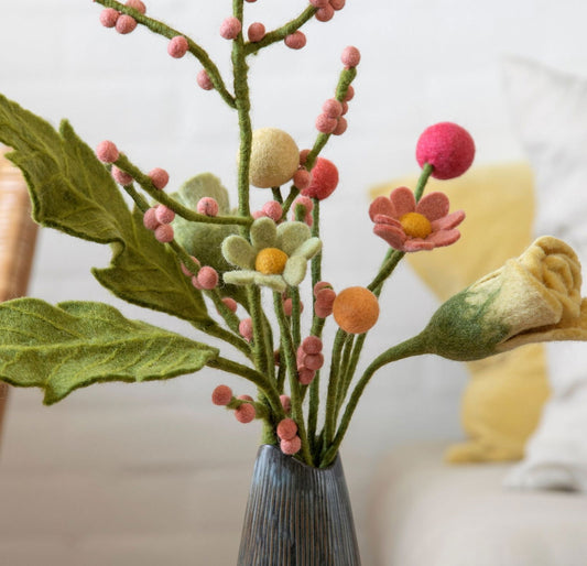 Filzblumen 3er Set - Orangefarbene